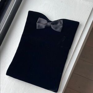 Black Velvet Clutch with Bow vintage 1950s gorgeous velvet